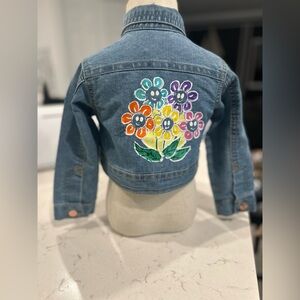 Custom Kids Denim Jacket with Floral hand painted